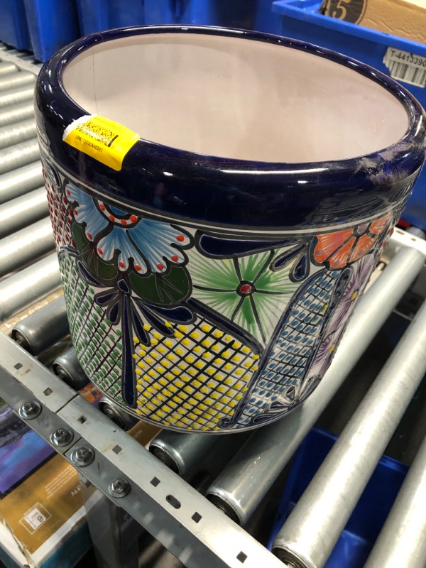 Photo 2 of **CRACKED/ DIRTY***Multi-colored medium platers pot- 