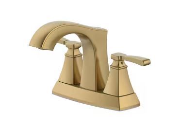 Photo 1 of **SCRATCHED/ MISSING PARTS**allen + roth Chesler Brushed Nickel 4-in centerset 2-Handle WaterSense Bathroom Sink Faucet with Drain with Deck Plate