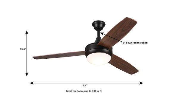 Photo 4 of (NON-REFUNDABLE) Harbor Breeze Beach Creek 52-in Bronze Integrated LED Indoor Downrod or Flush Mount Ceiling Fan with Light and Remote (3-Blade)
