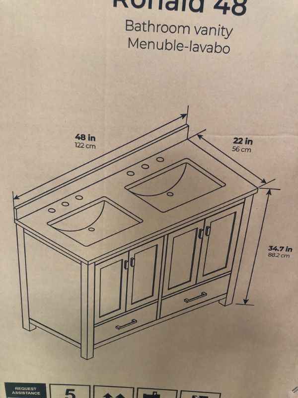 Photo 5 of allen + roth Ronald 48-in White Undermount Single Sink Bathroom Vanity with White Engineered Stone Top TRUCK/TRAILER PICK UP ONLY