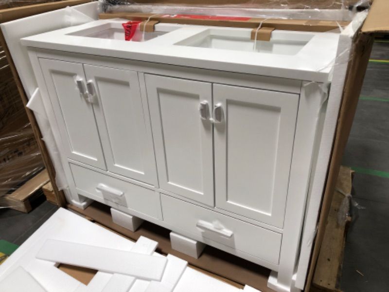 Photo 5 of allen + roth Ronald 48-in White Undermount Single Sink Bathroom Vanity with White Engineered Stone Top TRUCK/TRAILER PICK UP ONLY