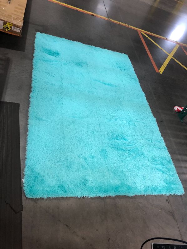 Photo 2 of ***USED - DIRTY - NO PACKAGING - BOTTOM DAMAGED - SEE PICTURES******
Ompaa Soft Fluffy Area Rug for Living Room Bedroom, 5x8 Teal Blue Plush Shag Rugs, Fuzzy Shaggy Accent Carpets for Kids Girls Rooms, Modern Apartment Nursery Dorm Indoor Furry Decor Teal