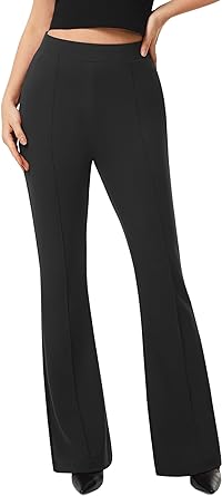 Photo 1 of AFITNE Women's Dress Pants High Rise Flare Pants Pull On Stretchy Work Pants Business Office Casual Slacks with Pockets MEDIUM
