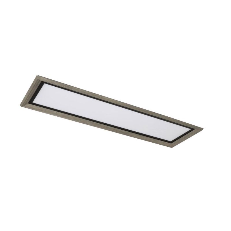 Photo 1 of Augusta 50 in. X 15 in. Black, Washed Gray Frame CCT Selectable LED Flush Mount Ceiling Light 4000 Dimmable Lumens
