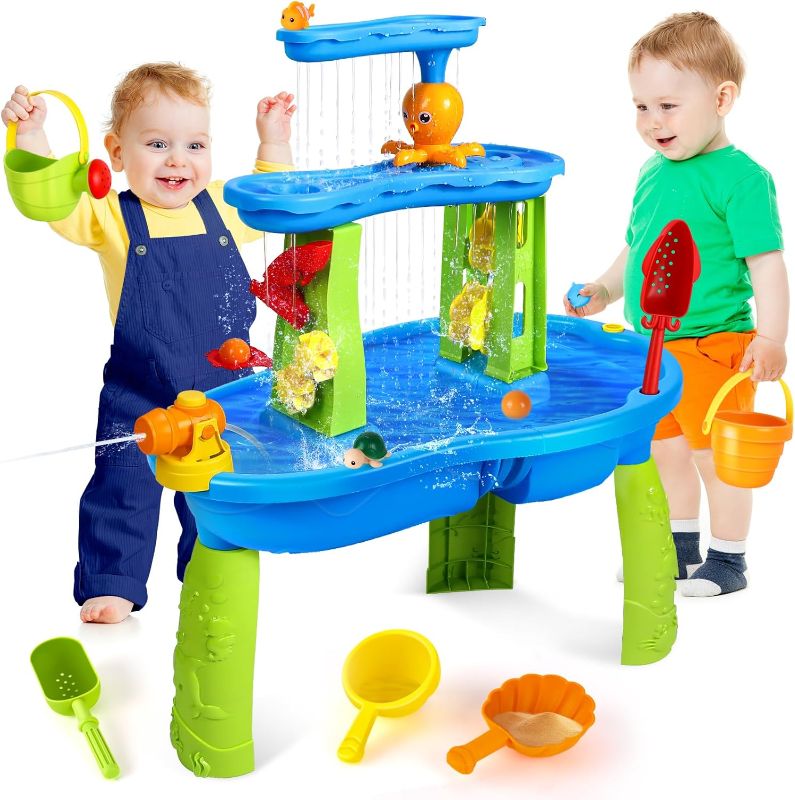 Photo 1 of (see all images) SUPER JOY Water Table for Toddlers 3-5 | 3-Tier Kids Water Table for Outdoors Play |