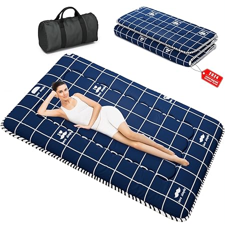 Photo 1 of Japanese Futon Mattress, Foldable Tatami Mat Portable Dormitory Sleeping Pad with Bag & Strap, Floor Mattress Thicken Sleeping Mattress Roll up Camping Mattress (Blue Crown, 36"X80")
