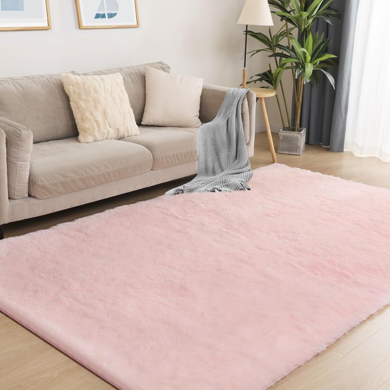 Photo 1 of 
Puremy Soft 8x10 Pink Rug, Fluffy Area Rugs for Living Room, Plush Area Rugs for Bedroom, Non-Slip Indoor Carpet for Nursery, Study Room, Kids Room, Room Decor