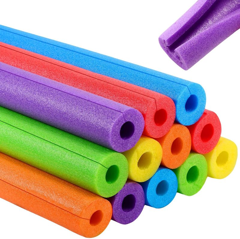 Photo 1 of 12 Pcs Jumbo Pool Noodles Bulk Pool Noodles Foam 51 x 2.36 Inch Large Pre Slit Clamp Foam Protection Multi PurposeFoam Tube Swim Noodles for Swimming Floating Craft Projects Padding Bumper