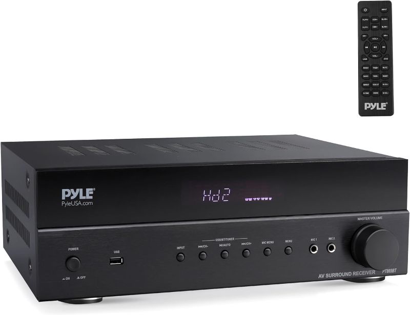 Photo 1 of Pyle 5.2 Channel Hi-Fi Home Theater Receiver - 1000W MAX Wireless BT Surround Sound Stereo Amplifier System with 4k Ultra HD Support, MP3/USB/DAC/FM Radio, Ideal for Immersive Home Audio Experience