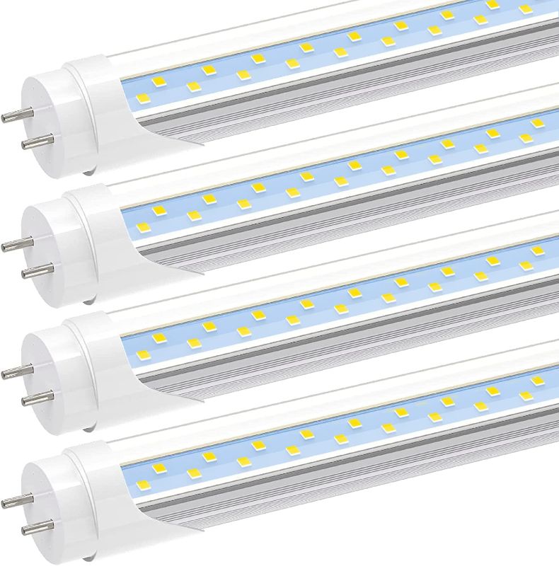 Photo 1 of ESLED T8 LED 4FT Type B Light Bulbs, 24W 3000LM 6000K, 4 Foot LED Fluorescent Tube Replacement, ETL Listed, Dual-Ended, Remove Ballast, Clear(4-Pack)