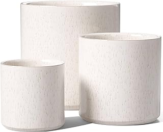 Photo 1 of **read notes** LE TAUCI Ceramic Plant Pots, 10 + 8 + 6 Inch, Planters for Indoor Plants, Mid-Century Modern Flower Pots with Drainage Hole, Cylinder Round Pots for Plants, Set of 3, Glaze Beige
