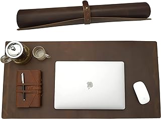 Photo 1 of (READ FULL POST) Full Grain Leather Desk Pad Protector, 24'' x 24'' Large Genuine Leather Desktop Blotter Mats for Keyboard and Mouse, Big Desk Writing Pad for Office/Home/Work/Game -Dark/Brown
