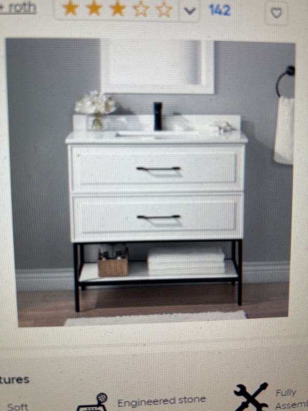 Photo 1 of [READ NOTES]
allen + roth Renzo 36-in White Undermount Single Sink Bathroom Vanity with White Engineered Stone Top