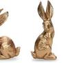 Photo 1 of DN DECONATION Golden Polyresin Bunny Decor Rabbit Figurines, Easter Bunny Statue Set of 3 for Spring Tabletop Decor
