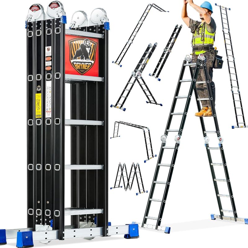 Photo 1 of ***USED - LIKELY MISSING PARTS - UNABLE TO VERIFY FUNCITONALITY***
Bryner Folding Step Ladder, 19.6ft, 7 in 1 Multi-Purpose Folding Adjustable Telescoping Aluminium Extension Ladders, 330lbs