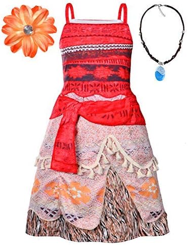 Photo 1 of Party Chili tle Girls Hawaii Traditional Polynesian Princess Costume with Necklace,Flower 9/10Y