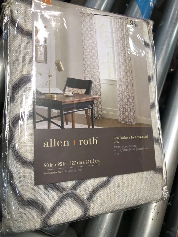 Photo 2 of allen + roth 95-in Grey Light Filtering Back Tab Single Curtain Panel