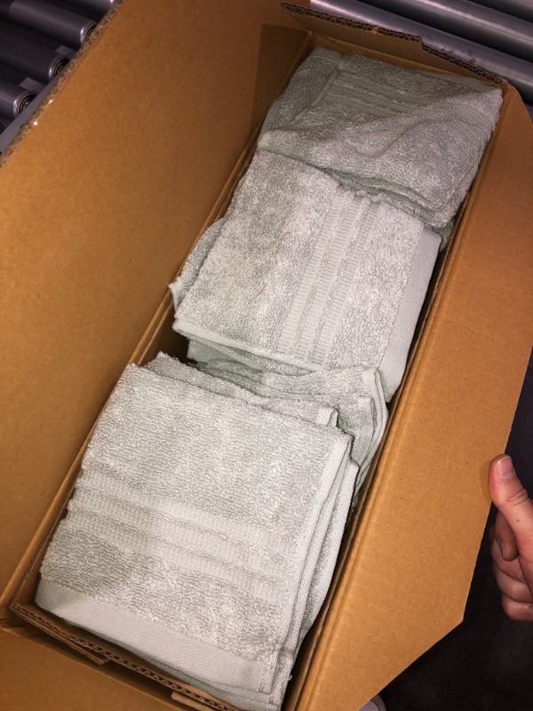 Photo 2 of (NON-REFUNDABLE) 12-Pack 100% Cotton, Quick-Dry Textured Washcloths. Ultra-Absorbent, Popcorn Weave. Acacia Collection. (Wash 12pk, Light Grey)
