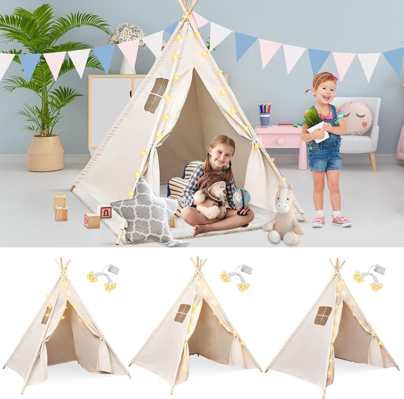 Photo 1 of Berlune 3 Set Teepee Tents for Kids Cotton Canvas Play Tents