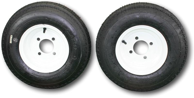 Photo 1 of Antego Tire & Wheel (Set of 2) Antego Trailer Tire on Rim 480-8 4.80-8 Load C 4 Lug White Wheel