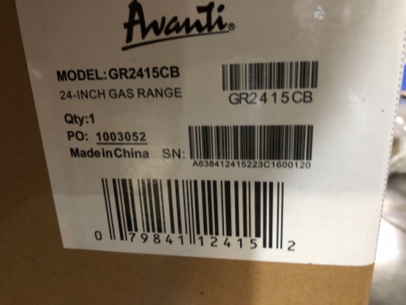 Photo 1 of Avanti 24 Compact Gas Range Oven in Black (GR2415CB)
