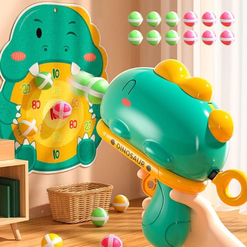 Photo 1 of Kids Dart Board Game with Dinosaur Shooter Toy and 12 PCS Sticky Balls, Educational Indoor Outdoor Dartboard Party Game, Birthday Gifts for 3 4 5 6 7 Year Old Boys Girls
