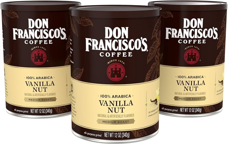 Photo 1 of Don Francisco's Vanilla Nut Flavored Ground Coffee (3 x12 oz Cans)