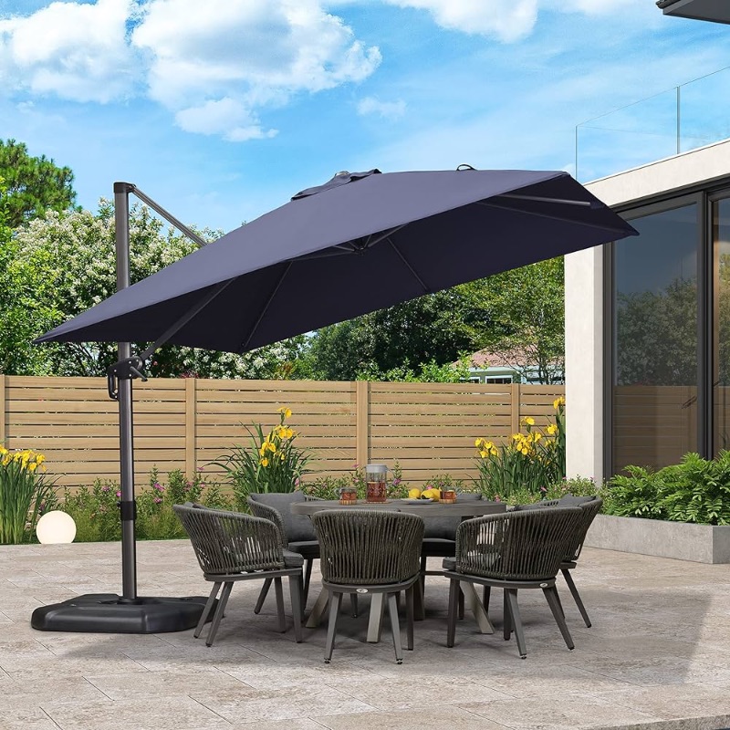 Photo 1 of [READ NOTES]
10 Feet Patio Umbrella Outdoor Cantilever Square Umbrella Aluminum Offset Umbrella with 360-degree Rotation for Garden Deck Pool Patio, Navy Blue