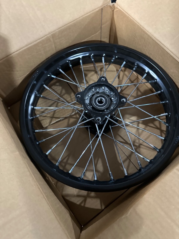 Photo 2 of Steel Rear Rim Wheel Disk Brake Apollo SSR 50cc 125cc 150cc XR CRF DB17 Dirt Pit Bike Chines Made Dirt Bikes 12mm 15mm Axle Shaft (14 Inch 15mm Axle, Black) 14 Inch 15mm Axle Black