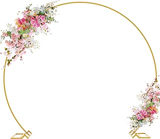 Photo 1 of Wokceer Round Backdrop Stand 8FT Gold Wedding Arch Metal Circle Balloon Arch Stand for Birthday Party Wedding Bridal Shower Anniversary Ceremony Candy Tables Decoration
