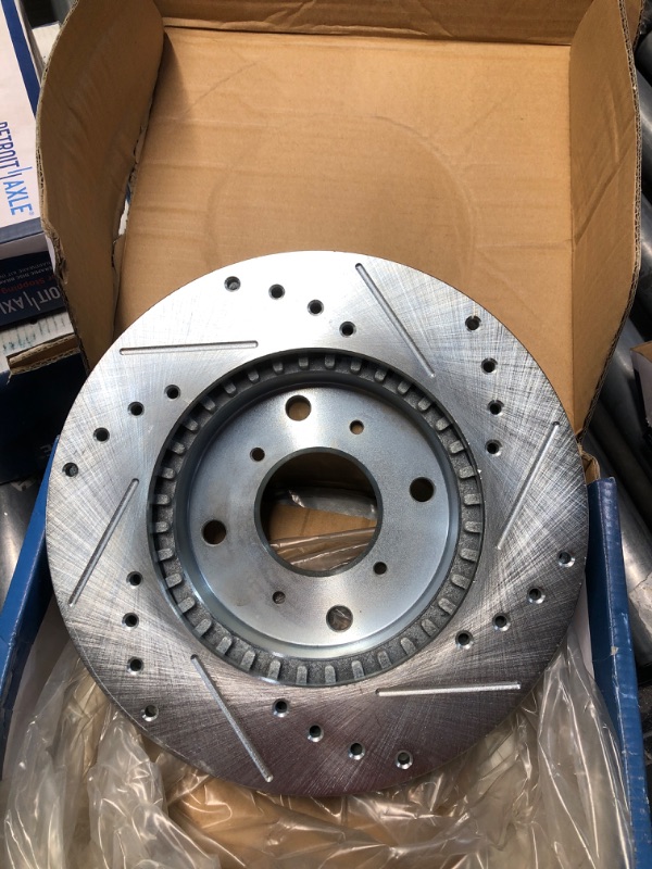 Photo 3 of Detroit Axle - Front Drilled & Slotted Brake Rotors Replacement for Cadillac Escalade XTS Chevy GMC Silverado Sierra Suburban1500 Yukon Tahoe