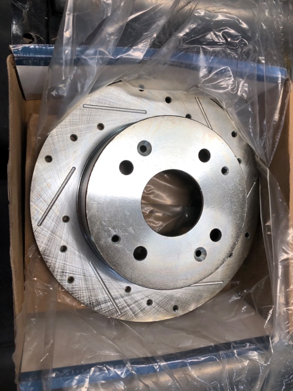 Photo 2 of Detroit Axle - Front Drilled & Slotted Brake Rotors Replacement for Cadillac Escalade XTS Chevy GMC Silverado Sierra Suburban1500 Yukon Tahoe