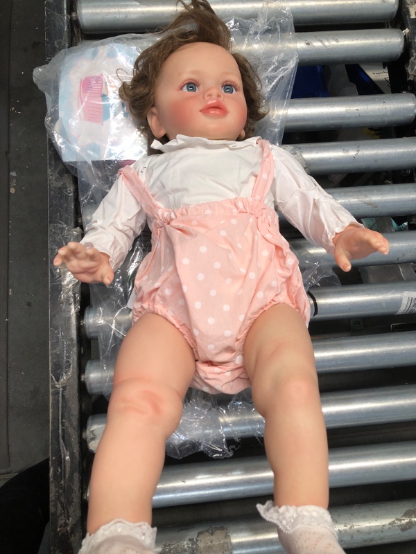 Photo 2 of Angelbaby Life Like Reborn Baby Dolls Realistic Big Silicone Reborn Toddler Girls 26inch Weighted Doll with Straight Legs Sweet Handmade Newborn Real Life Reborn Pippa Babies Alive Doll for Child Toys White/Pink-1