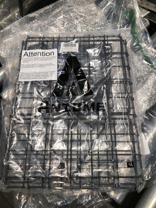 Photo 1 of ANZOME Folding Rear Bike Basket with Bicycle Basket Liner and Adjustable Cargo Net, Waterproof Metal Bike Basket for Most Rear Mounted Bike Rack, Large Space Folding Bike Basket Rear