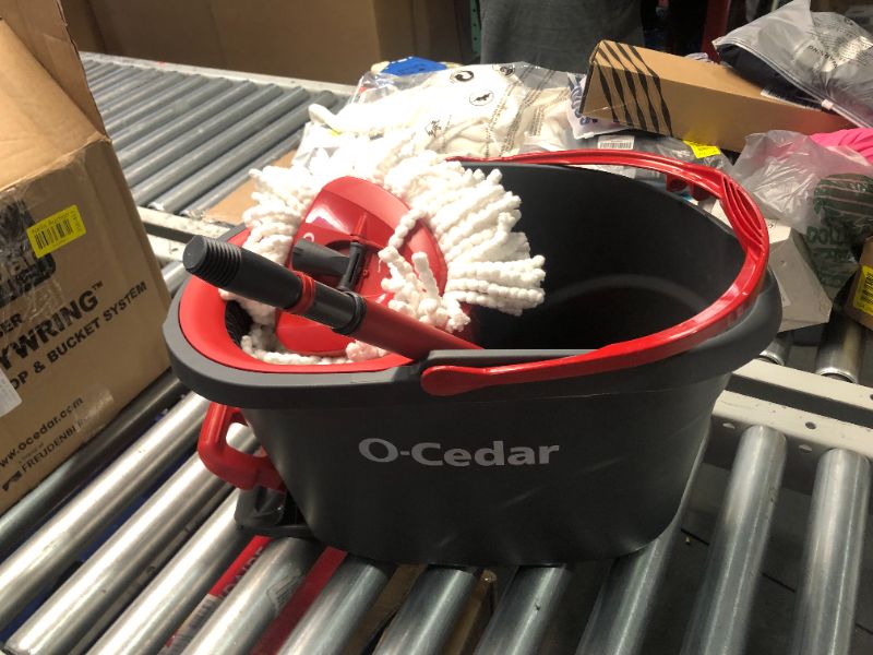 Photo 2 of ***DAMAGED - PEDAL DOESN'T GO BACK UP WHEN PUSHED DOWN***
O-Cedar EasyWring Microfiber Spin Mop, Bucket Floor Cleaning System, Red, Gray Spin Mop & Bucket