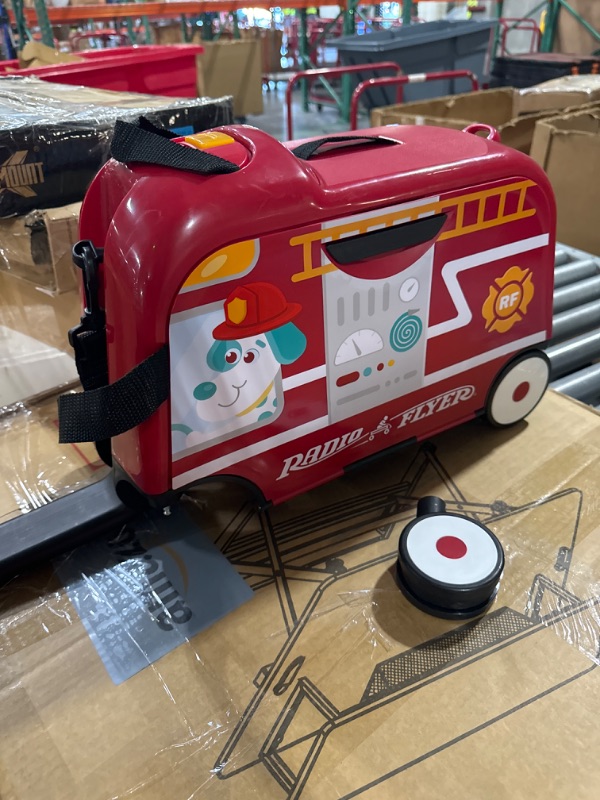 Photo 2 of **PARTS ONLY NON-REFUNDABLE READ NOTES**Radio Flyer 3-in-1 Happy Trav'ler Fire Truck with Lights & Sounds Ride on Toy, Toddler Carry-On Storage, Ages 2-5 Years