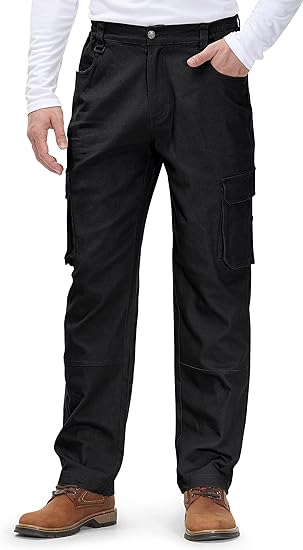 Photo 1 of Rdruko Men's Relaxed Fit Work Cargo Pants Stretch Cotton Utility Casual Pants 32