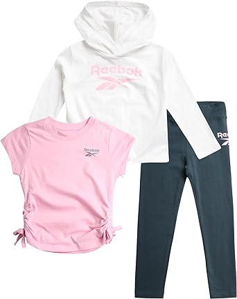 Photo 1 of Reebok Girls' Legging Set - 3 Piece Performance Long Sleeve T-Shirt, Tee, and Leggings 8