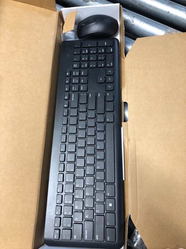 Photo 2 of Dell Wireless Keyboard and Mouse - KM3322W, Wireless - 2.4GHz, Optical LED Sensor, Mechanical Scroll, Anti-Fade Plunger Keys, 6 Multimedia Keys, Tilt Leg - Black