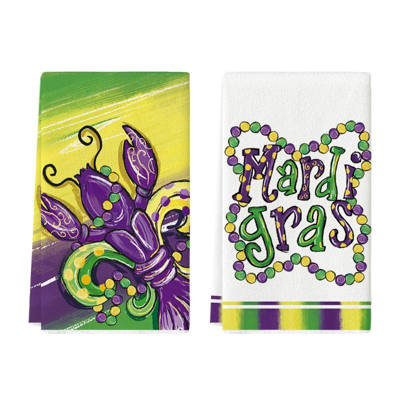 Photo 1 of (READ FULL POST) Artoid Mode Iris Jewelry Lobster Mardi Gras Kitchen Towels Dish Towels, 18x26 Inch Seasonal Decoration Hand Towels Set of 2 Lobster 1 (2 pack)