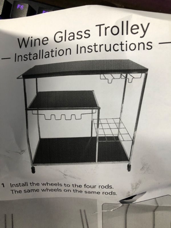 Photo 2 of *STOCK PHOTO FOR REF* Bar Carts for The Home Bar Serving Cart,Wine Cart with with Wheels,2 Tiers Mobile Beverage Drink Wine Rack Bar Cart with Wine Rack and Glass Holder for Home Kitchen Dining Living Room and Christmas Pa
