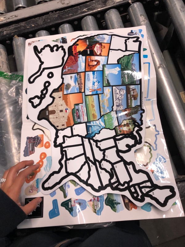 Photo 1 of USED**RV State Magnet Travel Map of The United States, Weather-Resistant Travel Camper Map RV Includes 50 State Decal Stickers with Scenic Illustrations 21" x 14.5" - See Many Places