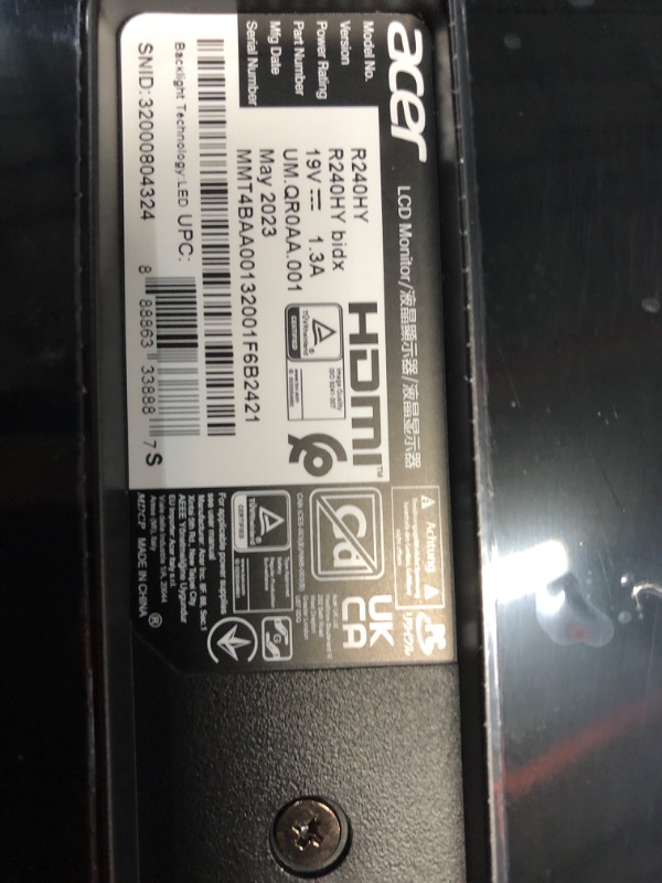 Photo 1 of Acer R240HY bidx 23.8-Inch IPS HDMI DVI VGA (1920 x 1080) Widescreen Monitor, Black Full HD USB Streaming 2MP Webcam with Digital Microphone With Webcam 23.8-inch IPS 60Hz