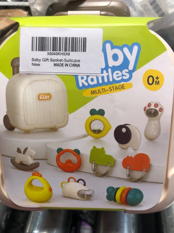 Photo 2 of **STOCK IMAGE IS A REFERENCE ONLY!!!*** BABY RATTLES- MULTI STAGE Baby Gift Basket-Suitcase