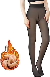 Photo 1 of JaGely 10 Pack Fleece Lined Tights Warm Fall Winter Tights Fake Translucent Nude Tights Fleece Skin Colored Leggings 220g Thermal Thick Tights for Women Girls Winter Cold Weather, 5 Colors