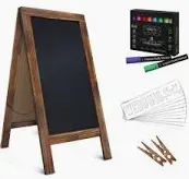 Photo 1 of HBCY Creations 40" x 20" Weathered Light Wash Solid Pine Wood A-Frame Magnetic Chalk Board Sign, Menu Chalkboard, Framed Chalkboard, Outdoor Sign, Standing Chalkboard, Sandwich Board 8 - Weathered 20" x 40" Classic