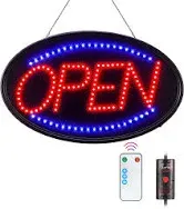 Photo 1 of LED Open Sign, FITNATE Large 23x14 inch Business Open Sign with Remote Electric Display Sign,2 Modes Flashing & Steady Lights for Business, Shop, Bar, Hotel Red