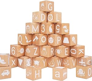 Photo 1 of Alphabet Letters Stacking Blocks, 26 Wooden ABC Building Blocks
