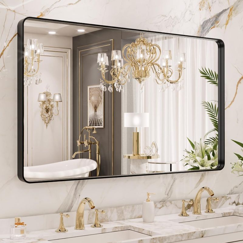 Photo 1 of ***STOCK IMAGE IS A REFERENCE ONLY** LOAAO 40x24 Inch GOLD Metal Framed Bathroom Mirror 