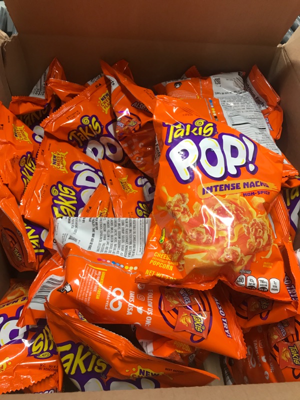 Photo 3 of ***NON-REFUNDABLE EXP: May 29,2024 *****
Takis Intense Nacho Pop! 21 ct, 2 oz Snack Size Box, Cheese Flavored Non-Spicy Cheesy Popcorn